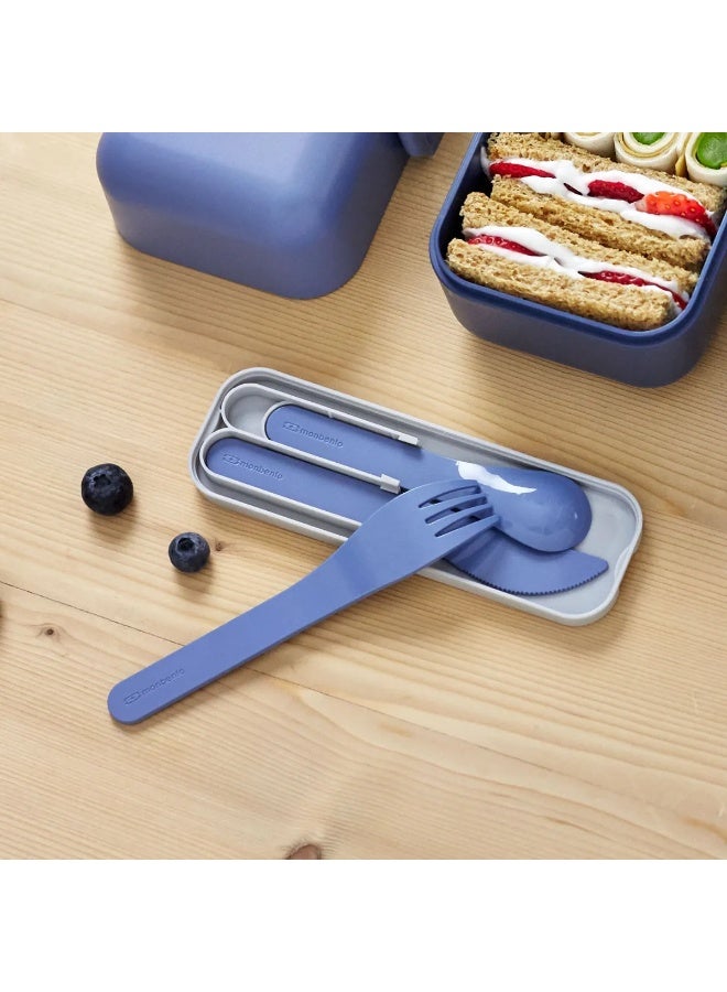 monbento Monbento Pocket Cutlery Set  Blue Infinity  Reusable Stainless Steel Fork, Knife & Spoon Set, Compact & Travel-Friendly Flatware for School, Office & Outdoor Use  - Image 5