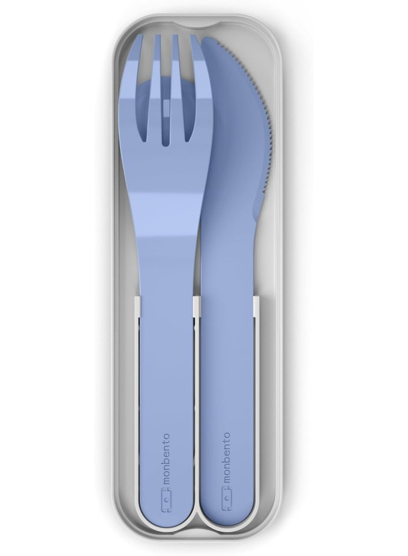 monbento Monbento Pocket Cutlery Set  Blue Infinity  Reusable Stainless Steel Fork, Knife & Spoon Set, Compact & Travel-Friendly Flatware for School, Office & Outdoor Use  - Image 3