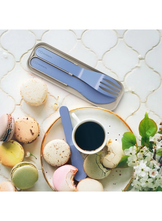 monbento Monbento Pocket Cutlery Set  Blue Infinity  Reusable Stainless Steel Fork, Knife & Spoon Set, Compact & Travel-Friendly Flatware for School, Office & Outdoor Use  - Image 2
