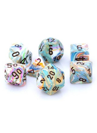 Chessex Dice: Polyhedral 7-Die Festive Dice Set - Vibrant Color Swirl with Brown Pips - pzsku/Z19033D4E6A2F7FEF0ED2Z/45/1749924412/c1da4437-6ff8-4be5-9c7a-88d7d0183f27