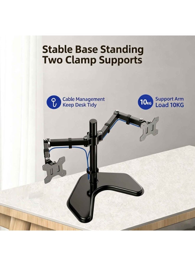 Dual Monitor Free-Standing Desk Stand,Desk Mount,for 2 Screens up to 32 Inch,Heavy-Duty Fully Adjustable Arms,With VESA 75/100mm - Image 5