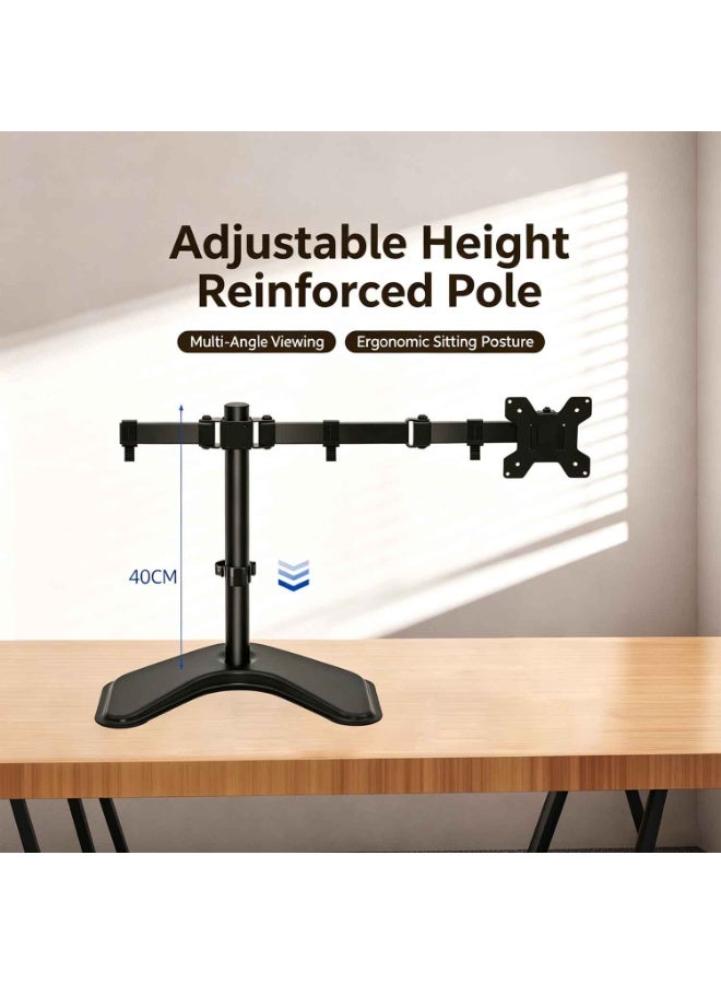 Dual Monitor Free-Standing Desk Stand,Desk Mount,for 2 Screens up to 32 Inch,Heavy-Duty Fully Adjustable Arms,With VESA 75/100mm - Image 4