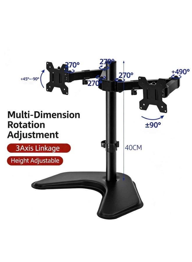 Dual Monitor Free-Standing Desk Stand,Desk Mount,for 2 Screens up to 32 Inch,Heavy-Duty Fully Adjustable Arms,With VESA 75/100mm - Image 2