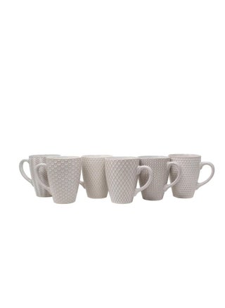 Gourmet Basics Stoneware Mugs 470ml, Pack Of 6 With Assorted Embossed Patterns (White) - pzsku/Z19035B0A1332E7963566Z/45/_/1723542495/719d2dc6-3c13-4dd5-a5b1-d134318a2a6d