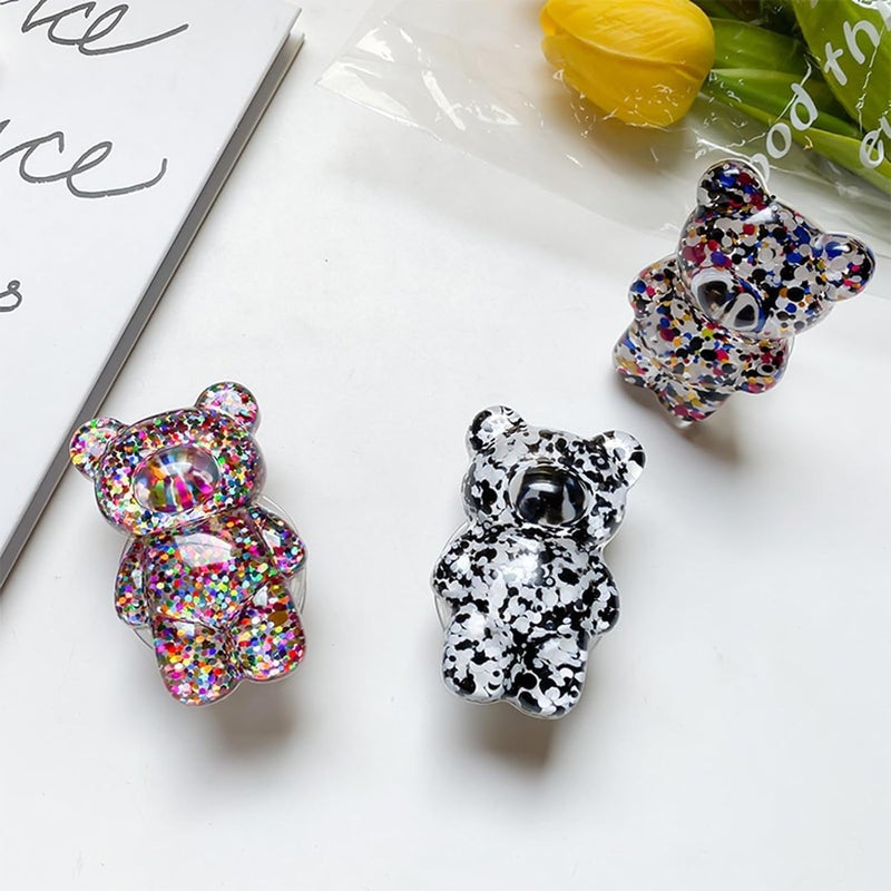 Luhaomisky 1Pc Multicolor Bear Phone Grip Tok Folding Bracket Mobile Phone Finger Holder Mobile Phone Cartoon Foldable Epoxy SequinsCute B 3D Ear Shaped for Desktop Mobile Phone Cell Phones and Accessories - Image 2