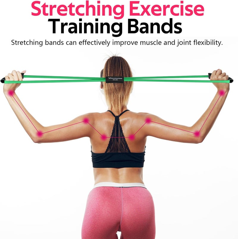 RENRANRING Figure 8 Fitness Resistance Bands with Handles - Exercise Tube Band Set of 3 for Arm and Shoulder Stretch, Rope 8 Word Elastic for Women and Men - Image 4