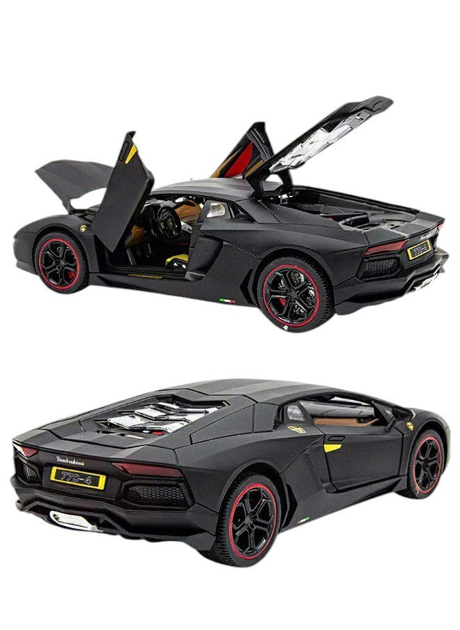die cast 1:18 Lamborghini Aventador LP 700-4, Luxury Car Alloy Metal Pull Back Die-Cast Car Scale Model Pullback, with Sound Light Mini Auto Toy - Best Gifts For Collectables Cars (Black)  - Image 3