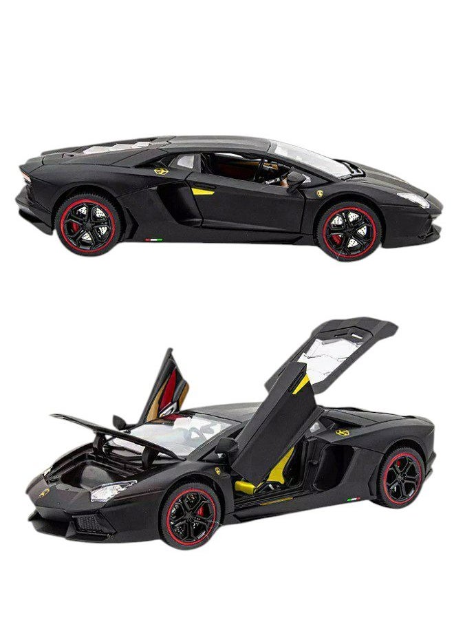 die cast 1:18 Lamborghini Aventador LP 700-4, Luxury Car Alloy Metal Pull Back Die-Cast Car Scale Model Pullback, with Sound Light Mini Auto Toy - Best Gifts For Collectables Cars (Black)  - Image 4