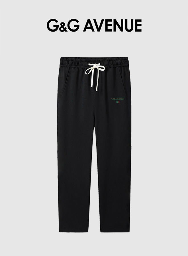 G&G AVENUE Spring and autumn New High Quality Men's Drawstring Casual Sports Pants Black Jogging Fashion Pure Cotton Exercise Outdoor Versatile Drawstring Elastic Sports Pants - Image 1