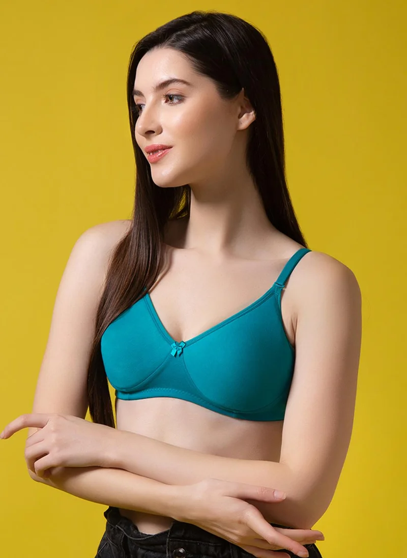 Clovia Blue Clovia Non-Padded Non-Wired Full Coverage Spacer Cup Multiway T-shirt Bra in Sky Blue - Cotton Rich for Women | Best Price UAE