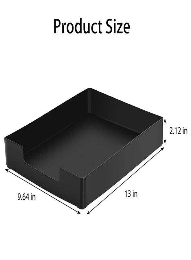 RHONZHAO Letter-Size Tray, Desk Drawer Organizer, A4 Plastic Paper Tray, Stackable Plastic Paper Holder File Organizer for Office, School, Home Storage (Black) - Image 2
