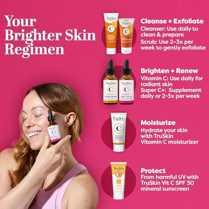 TruSkin Vitamin C Super Serum - Niacinamide, Retinol, Hyaluronic Acid & Squalane - All-in-One Anti Aging Serum for Face – Improve Appearance of Dark Spots, Firmness for Brighter Looking Skin, 2 Fl Oz - Image 5