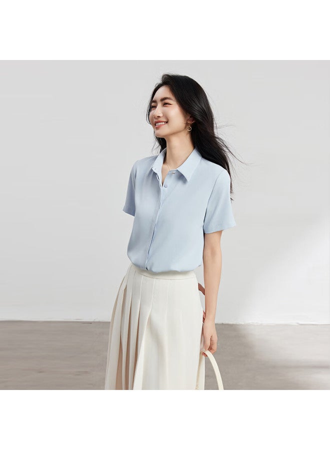 Lady Bird Miss Bird White Chiffon Short Sleeve Shirt Women's Pee Professional Top For Job Interviews Formal Dress Shirt - Image 3