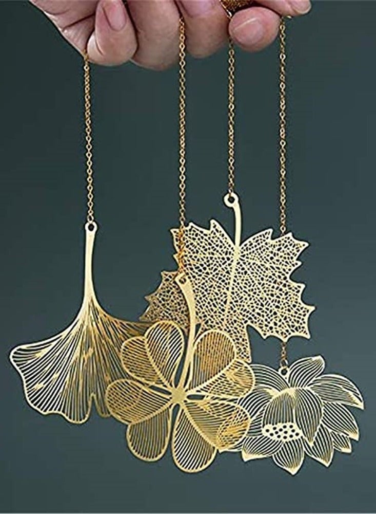 Zikra علامات كتب معدنية بسلسلة، تصميم صيني كلاسيكي، علامة كتاب معدنية رفيعة ذات عروق، 4 قطع علامة كتاب ذهبية مجوفة لعشاق الكتب، الكتاب، القراء، الأطفال، المراهقين، الرجال، النساء، البالغين - Image 2