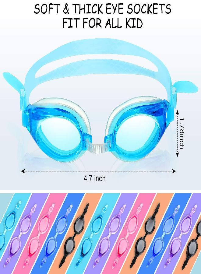 Gejoy 12 Pairs Kids Swimming Goggles No Leaking Swim Goggles Wide View Swim Glasses for Youth Children and Teens from 6 to 14 Years Old, Waterproof and Clear Vision, Random Color - Image 3