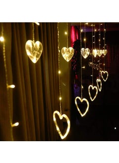 Lexton Lexton Heart Shape Curtain String Lights 6 Big Heart 6 Small Heart with 8 Flashing Modes Decoration for Indoor Outdoor Decorations 12 Hearts Warm White Pack of 2  - Image 5
