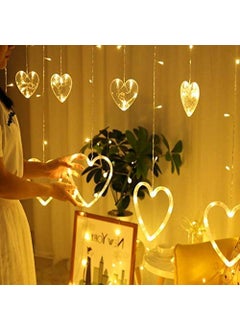 Lexton Lexton Heart Shape Curtain String Lights 6 Big Heart 6 Small Heart with 8 Flashing Modes Decoration for Indoor Outdoor Decorations 12 Hearts Warm White Pack of 2  - Image 3