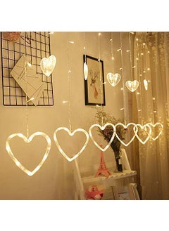 Lexton Lexton Heart Shape Curtain String Lights 6 Big Heart 6 Small Heart with 8 Flashing Modes Decoration for Indoor Outdoor Decorations 12 Hearts Warm White Pack of 2  - Image 2
