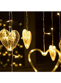 Lexton Lexton Heart Shape Curtain String Lights 6 Big Heart 6 Small Heart with 8 Flashing Modes Decoration for Indoor Outdoor Decorations 12 Hearts Warm White Pack of 2  - Image 4