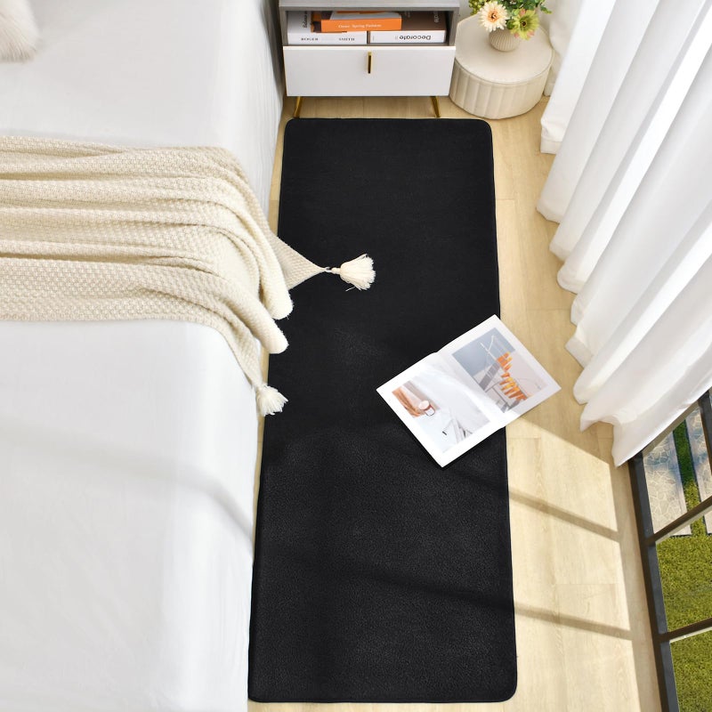 B BENRON Soft Runner Rugs for Bedroom 2x6, Non Slip Runners for Hallway Kitchen Laundry Dorm Washable, Minimalist Low Pile Long Rugs for Boys Men Girls Kids, Black - Image 2