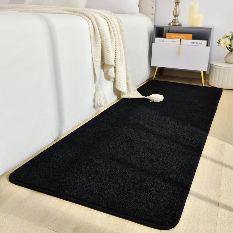 B BENRON Soft Runner Rugs for Bedroom 2x6, Non Slip Runners for Hallway Kitchen Laundry Dorm Washable, Minimalist Low Pile Long Rugs for Boys Men Girls Kids, Black - Image 3