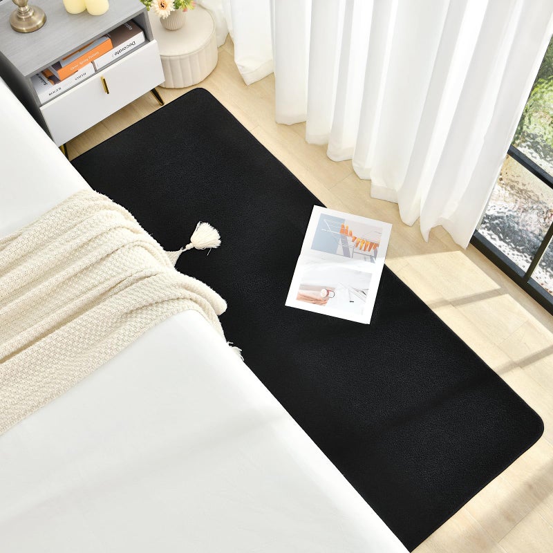 B BENRON Soft Runner Rugs for Bedroom 2x6, Non Slip Runners for Hallway Kitchen Laundry Dorm Washable, Minimalist Low Pile Long Rugs for Boys Men Girls Kids, Black - Image 4