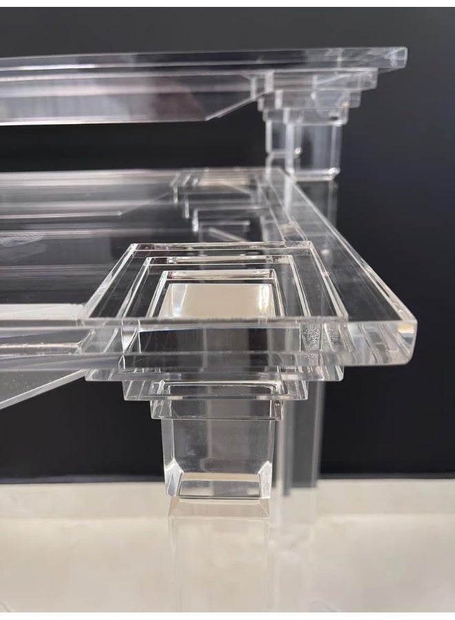 Horoof Market Horoof Home® Set of 2 Clear Acrylic Console Tables – Modern Design with Plaxie Construction, Dual Sizes (140Wx40Dx90H & 120Wx40Dx80H) – Elegant, Durable, and Versatile for Events, Entryways  - Image 5