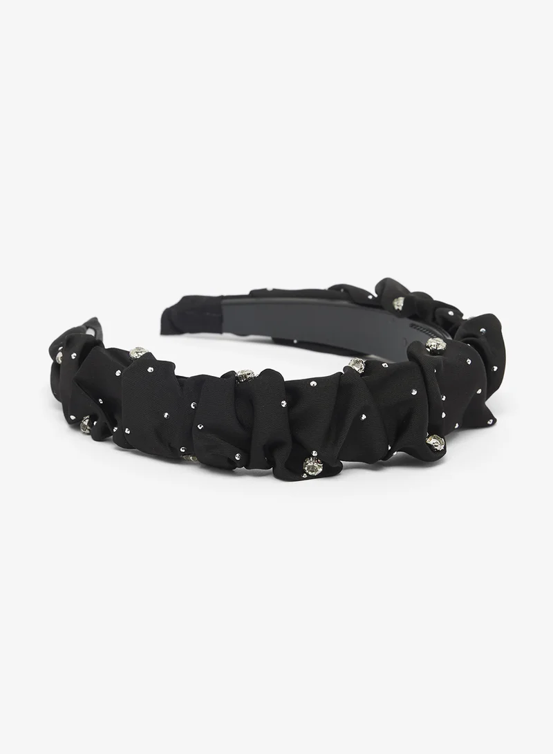 خزانة Satin Ruched Rhinestone Detail Headband