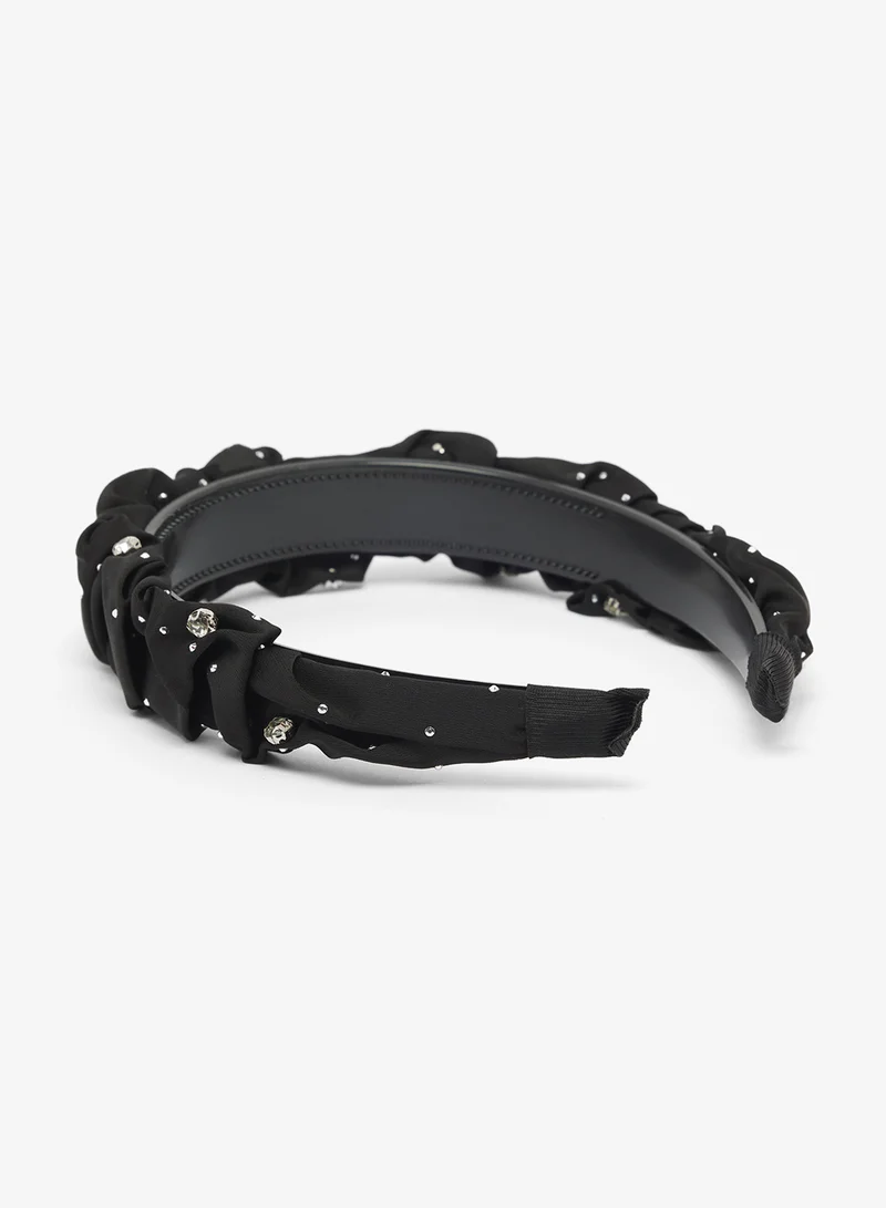 خزانة Satin Ruched Rhinestone Detail Headband