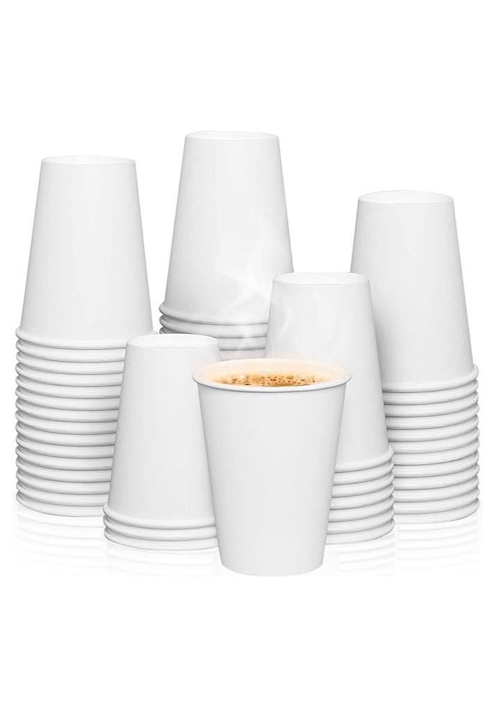 كوالتي أكواب ورقية 50 قطعة، أكواب ورقية للقهوة سعة 8 أونصة، أكواب ورقية للمياه للاستخدام مرة واحدة، أكواب شاي - بيضاء - Image 1