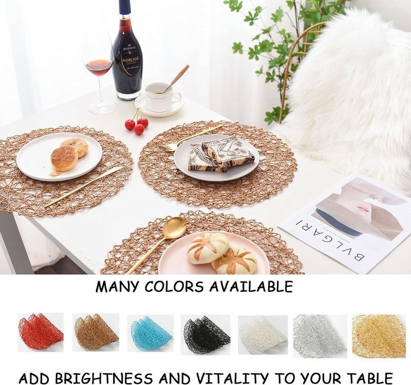 IcosaMro Brown Round Placemats Set of 12 for Dining Table, 13 Inches Paper Woven Boho Small Decorative Circle Place Mat for Wedding Christmas Thanksgiving Day Holiday Dinner, Light Coffee Brown - Image 4
