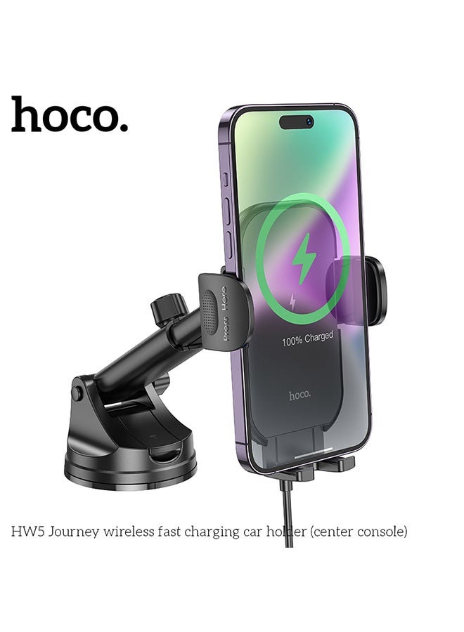 هوكو. شاحن سيارة لاسلكي HW5 Journey للوحة القيادة (أسود) - Image 2