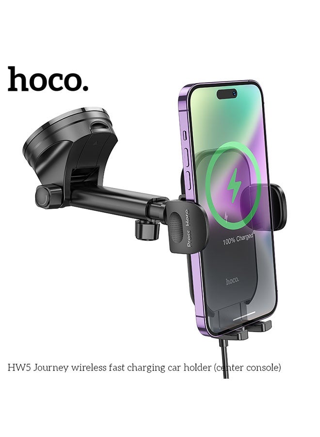 هوكو. شاحن سيارة لاسلكي HW5 Journey للوحة القيادة (أسود) - Image 4
