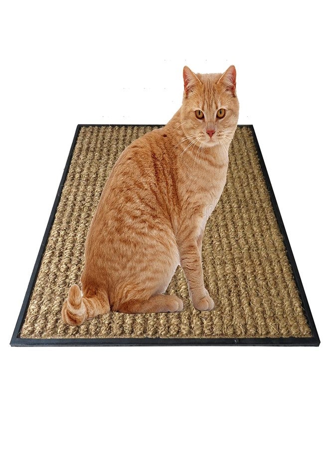 Atmah Natural Coir Cat Scratcher Mat Scratch Pad with Rubber Backing for Cat Grinding Claws Horizontal Cat Floor Scratching Pad Rug - Image 1