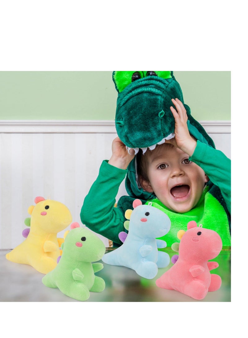 4 PCS Stuffed Dinosaurs Animal Toy with Keychain, Mini Dinosaur Stuffed Animals, Suitable for for Kids Theme Party Birthday Gifts - Image 4