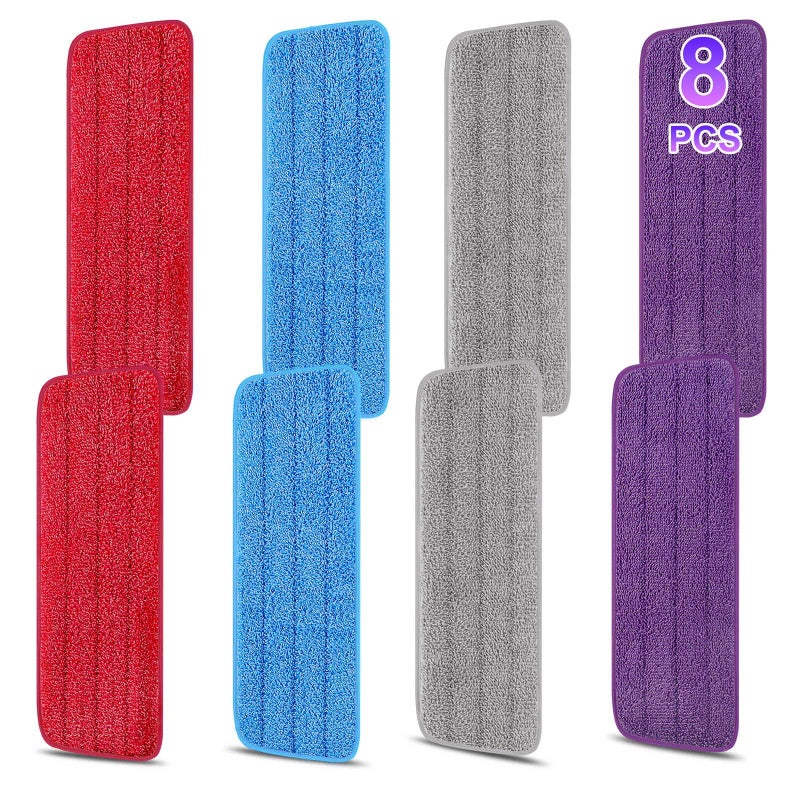 H-Gamely 8 Pack 16.5 inch Reusable Mop Pads Microfiber Spray Mop Replacement Heads for Wet/Dry Mops Compatible with Bona Floor Care System - Image 1