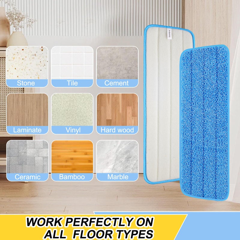 H-Gamely 8 Pack 16.5 inch Reusable Mop Pads Microfiber Spray Mop Replacement Heads for Wet/Dry Mops Compatible with Bona Floor Care System - Image 4