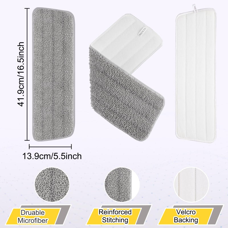H-Gamely 8 Pack 16.5 inch Reusable Mop Pads Microfiber Spray Mop Replacement Heads for Wet/Dry Mops Compatible with Bona Floor Care System - Image 3