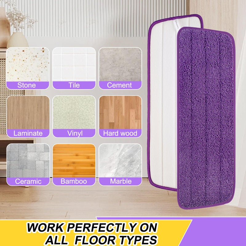 H-Gamely 8 Pack 16.5 inch Reusable Mop Pads Microfiber Spray Mop Replacement Heads for Wet/Dry Mops Compatible with Bona Floor Care System - Image 5
