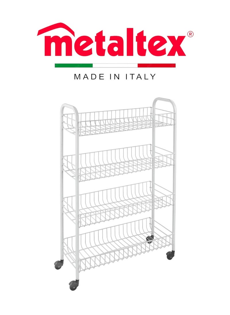 Metaltex عربة ميتالتكس سنيلو متعددة الأغراض 4 طبقات – عربة تخزين متحركة 4 طبقات بعجلات دوارة 360°، سهلة التجميع، بطبقة من البلاستيك LDPE - Image 1