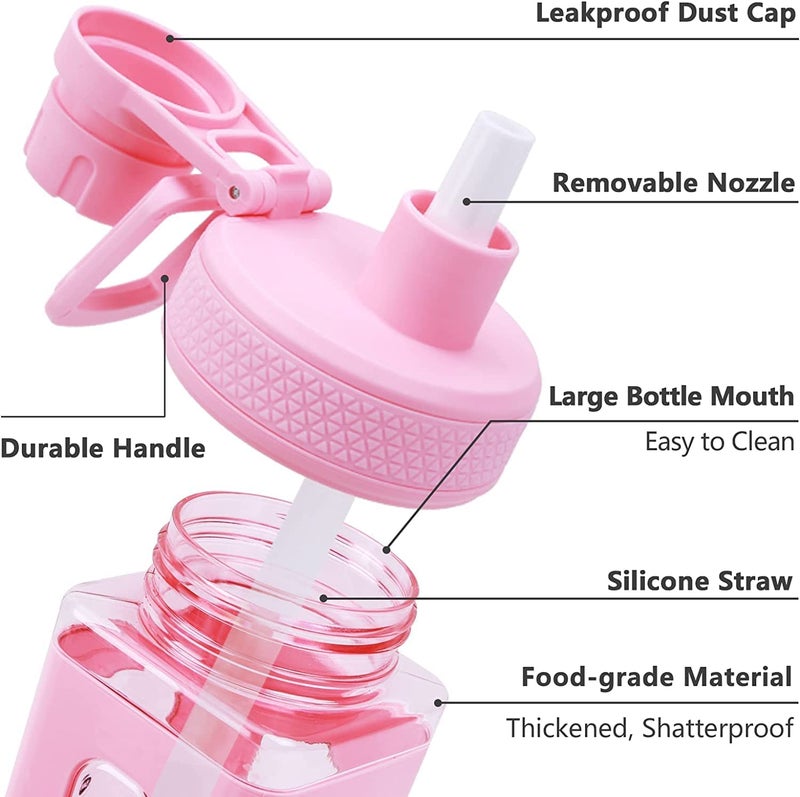 HOMECRAZE Kawaii Water Bottle With Straw Water Bottles Portable Square Drinking Bottle For Girl - Image 4