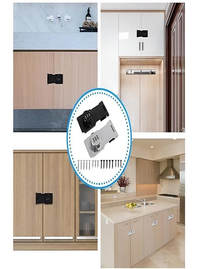 KERFORA KEROFRA Home Cabinet Door Combination Lock, Anti-Theft Password Hasp Lock for Household Use, Zinc Alloy Security Lock for Small Doors, Cabinets, Barn Doors, Outdoor & Garden (Silver) - Image 4