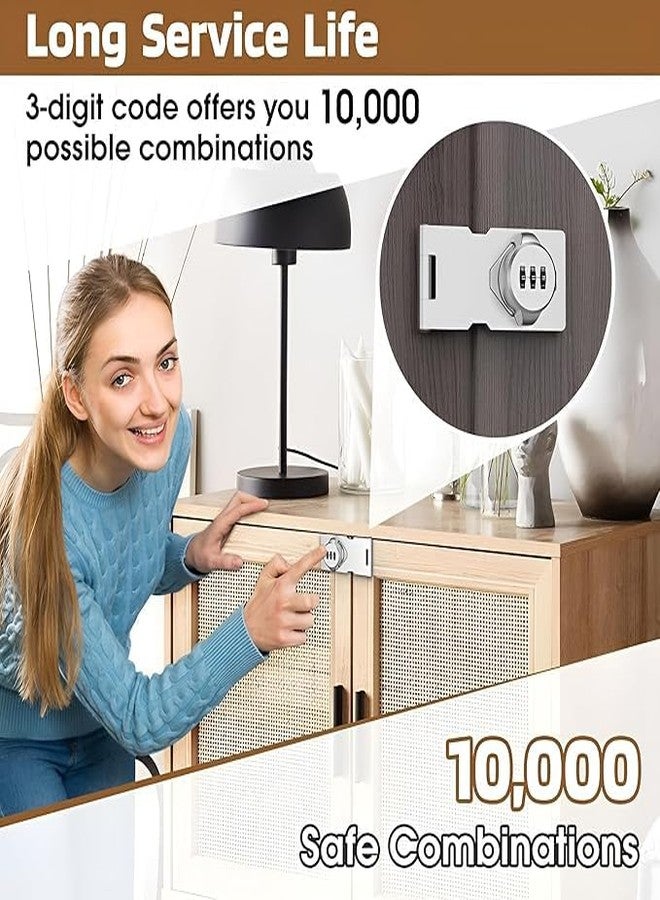 KERFORA KEROFRA Home Cabinet Door Combination Lock, Anti-Theft Password Hasp Lock for Household Use, Zinc Alloy Security Lock for Small Doors, Cabinets, Barn Doors, Outdoor & Garden (Silver) - Image 5