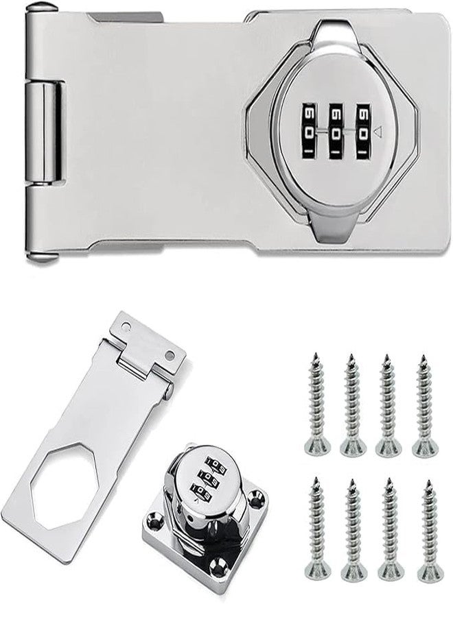 KERFORA KEROFRA Home Cabinet Door Combination Lock, Anti-Theft Password Hasp Lock for Household Use, Zinc Alloy Security Lock for Small Doors, Cabinets, Barn Doors, Outdoor & Garden (Silver) - Image 1