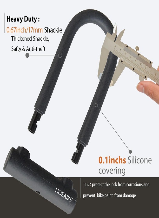 NOEAIKE Bike U Lock Heavy Duty Anti Theft with 4ft Security Steel Cable-3 Keys and Mounting Bracket Included,Bicycle Locks Perfect for Road,Mountain,Scooter and Ebike - Image 3