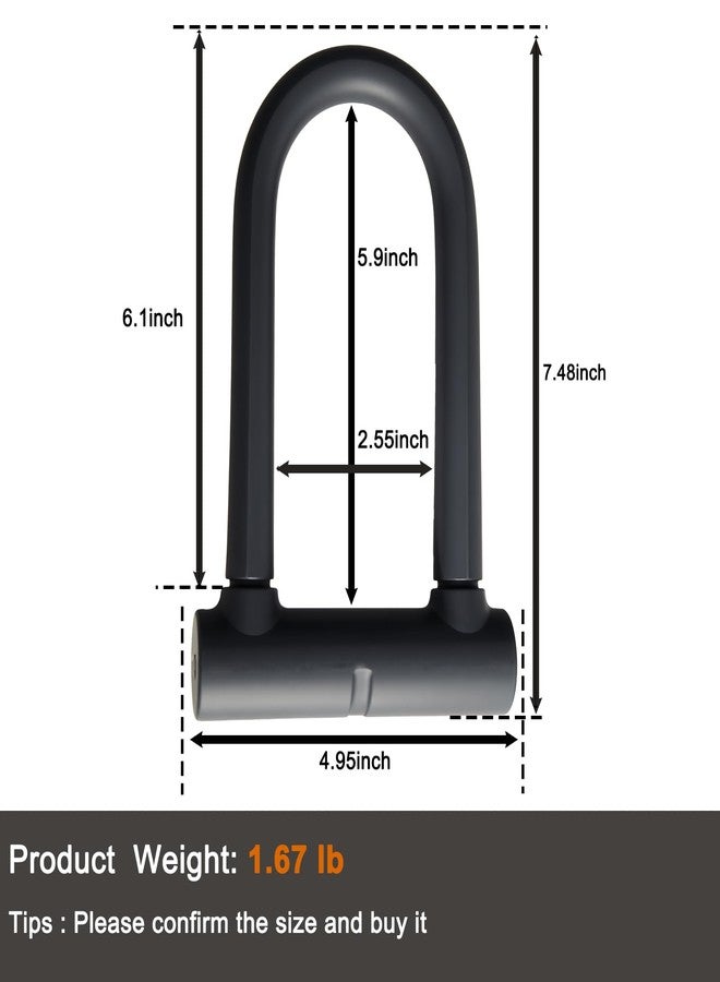 NOEAIKE Bike U Lock Heavy Duty Anti Theft with 4ft Security Steel Cable-3 Keys and Mounting Bracket Included,Bicycle Locks Perfect for Road,Mountain,Scooter and Ebike - Image 2