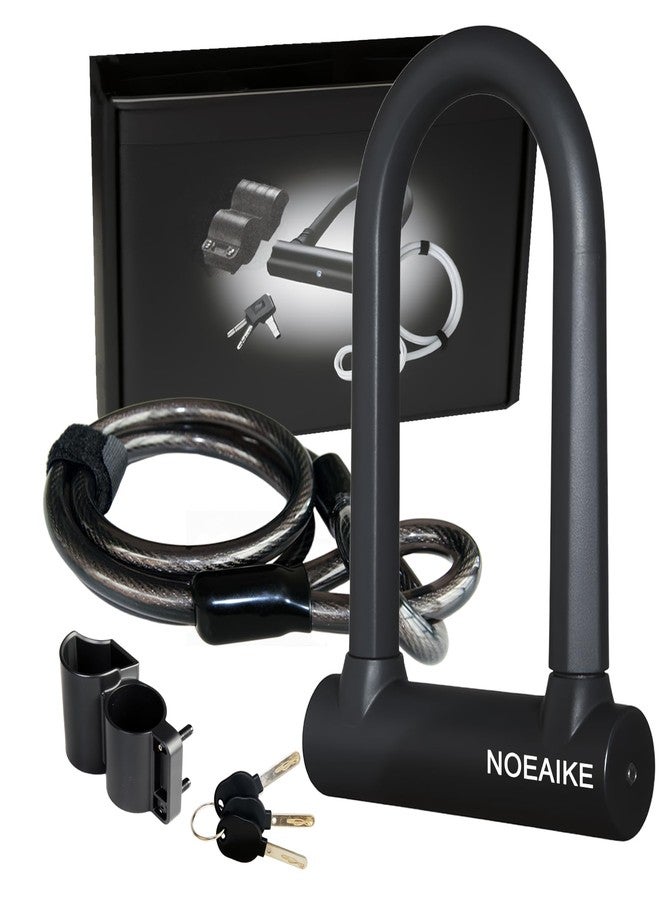 NOEAIKE Bike U Lock Heavy Duty Anti Theft with 4ft Security Steel Cable-3 Keys and Mounting Bracket Included,Bicycle Locks Perfect for Road,Mountain,Scooter and Ebike - Image 1