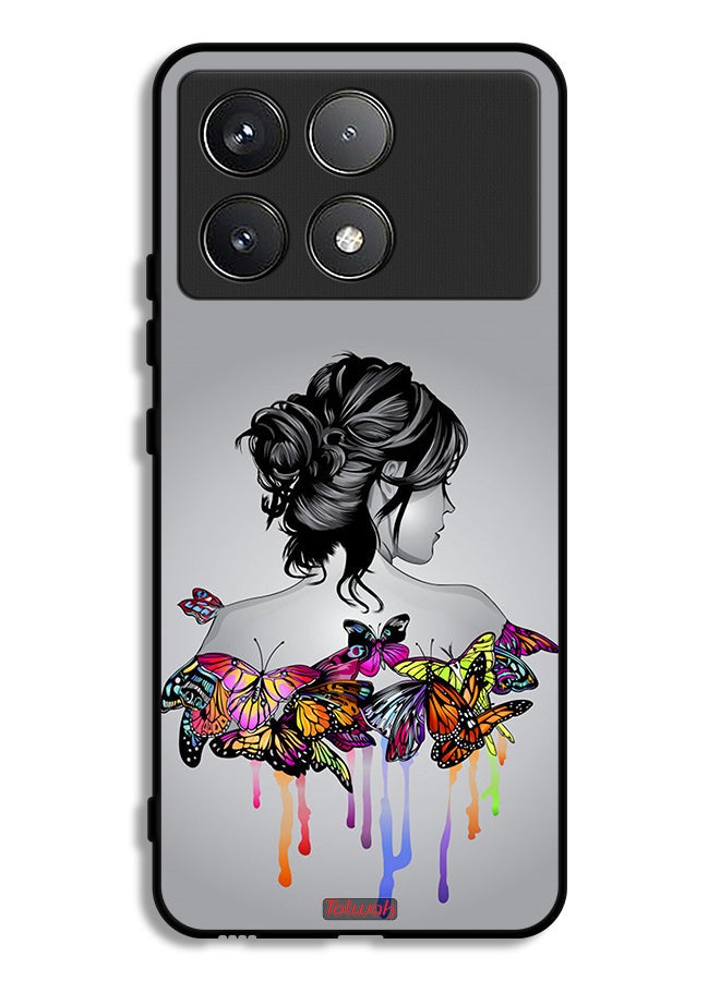 Tolwak Xiaomi Redmi K70 Protective Case Cover Butterflies And Girl Abstract Art - Image 1