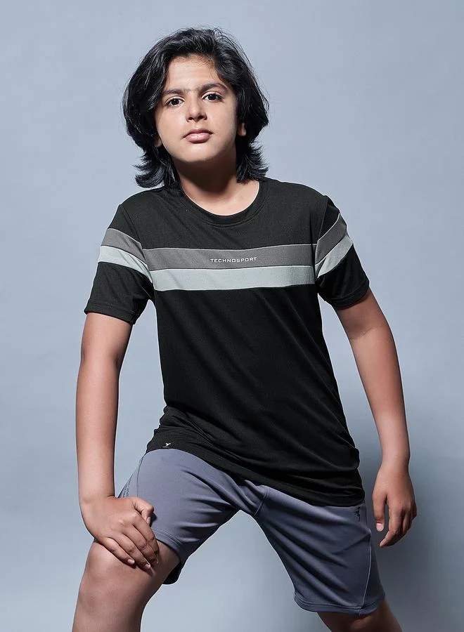 Technosport Technosport Color Block Short Sleeves Round Neck T-Shirt