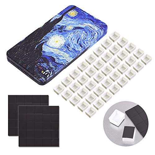 Qianshan 40Pcs Empty Half Pans with Magnetic Stripe Watercolor Paint Travel Tin Palette Case, Artist Paints Half Pan Kits for DIY Watercolor Oils or Acrylics Painting Art Drawing Starry Night - Image 2